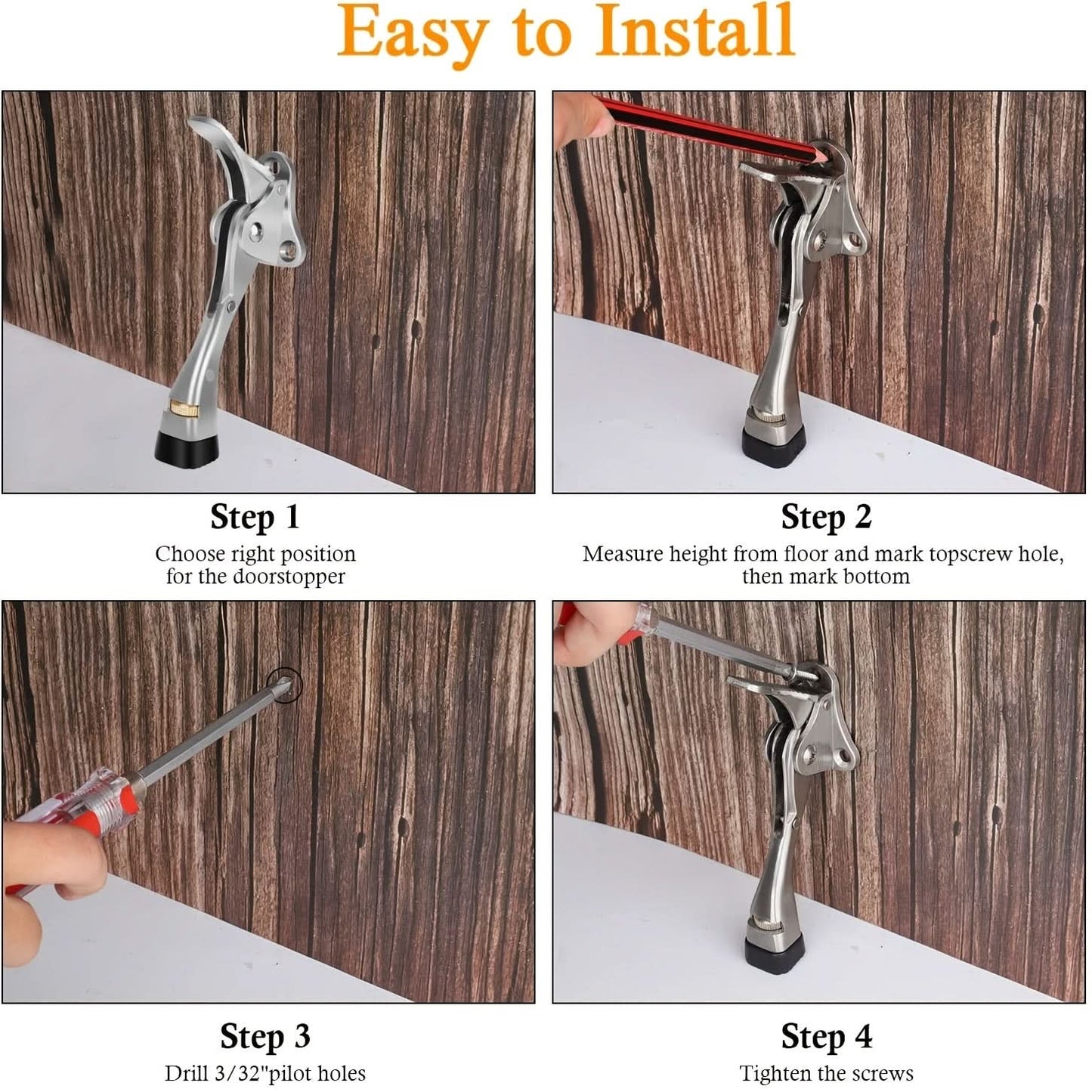 3-Pack Heavy-Duty Kickdown Door Stoppers