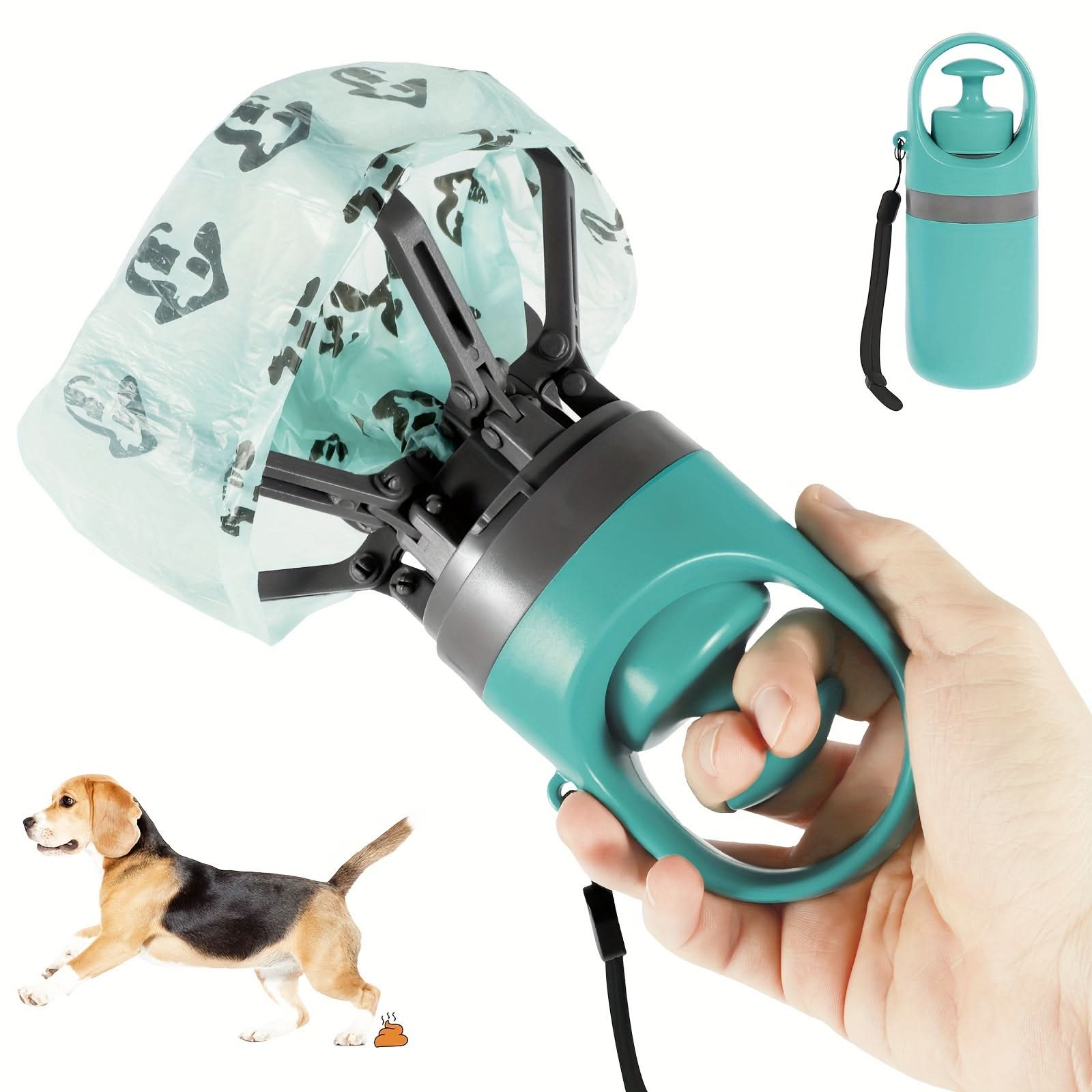Portable 6-Claw Dog Poop Picker – Outdoor Scooper with Bag