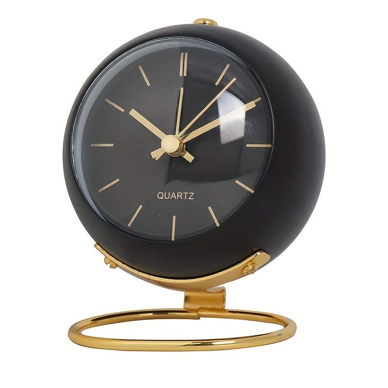 Silent Nordic Desk Clock – Battery-Operated Metal Alarm Clock