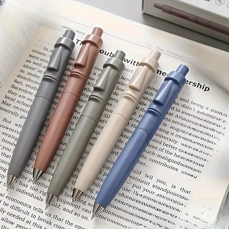 5-Pack Quick-Dry 0.5mm Gel Pens – Sleek Stone Statue Design
