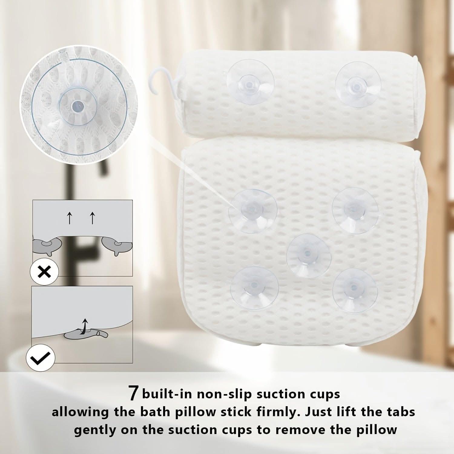 Luxury Bath Pillow Headrest - Ultra-Comfort Neck & Back Support