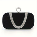 Sparkling Rhinestone Evening Clutch, Formal Black Bag