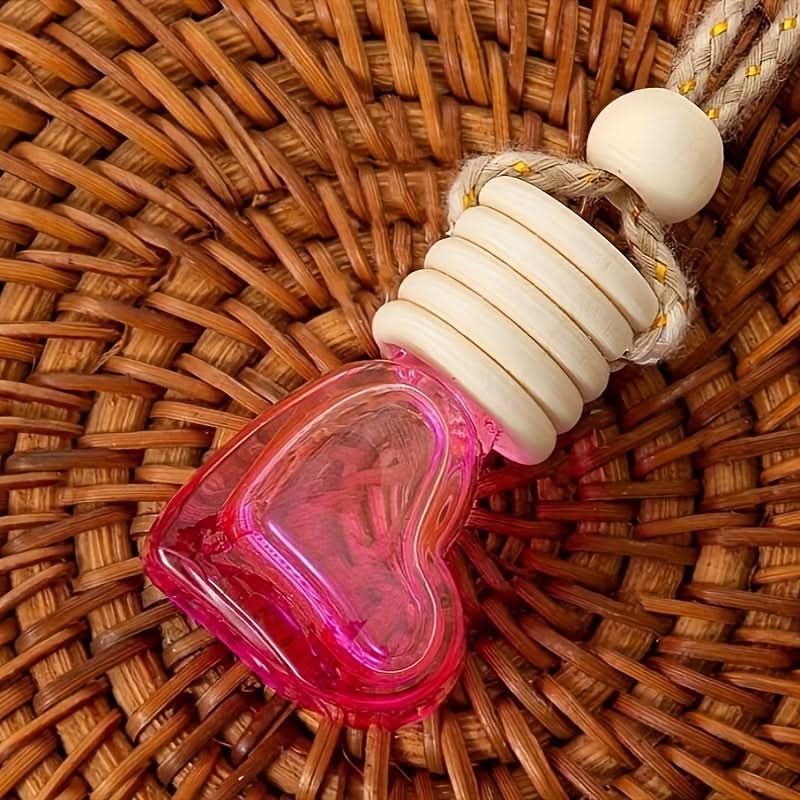 6pcs Wooden Heart-Shaped Perfume Bottles – Essential Oil Car Diffuser