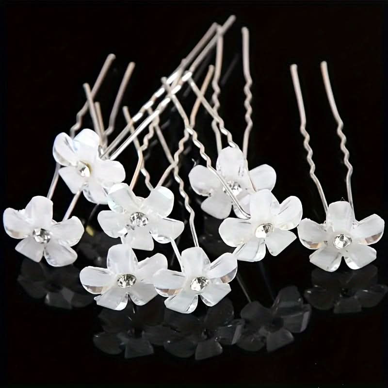 20pcs White Bohemian Rhinestone Hairpins for Parties
