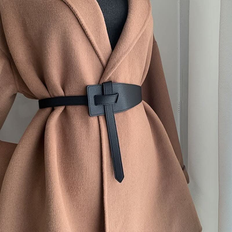 Women's Wide PU Belt with Stylish Knot
