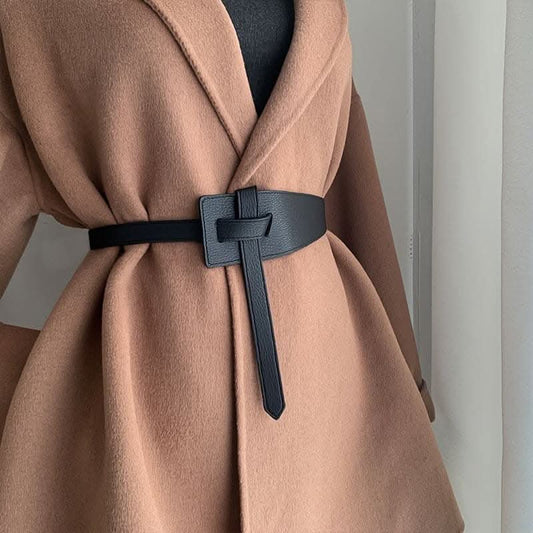 Women's Wide PU Belt with Stylish Knot