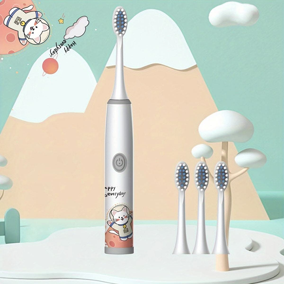 Kids Electric Toothbrush with 4 Brush Heads, Soft Bristles