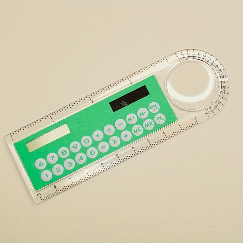 Mini 4-In-1 Solar-Powered Calculator with Ruler - LED Display