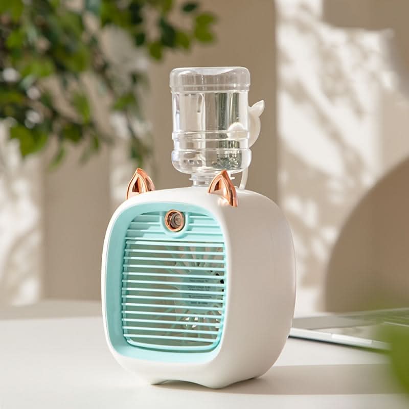 Portable USB Misting Table Fan with Humidifier – Rechargeable Cooling Fan