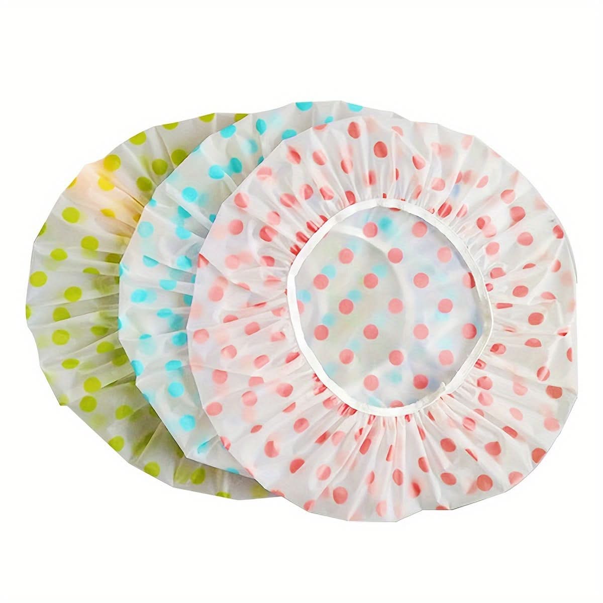3 Pcs Reusable Waterproof Shower Caps with Floral Print