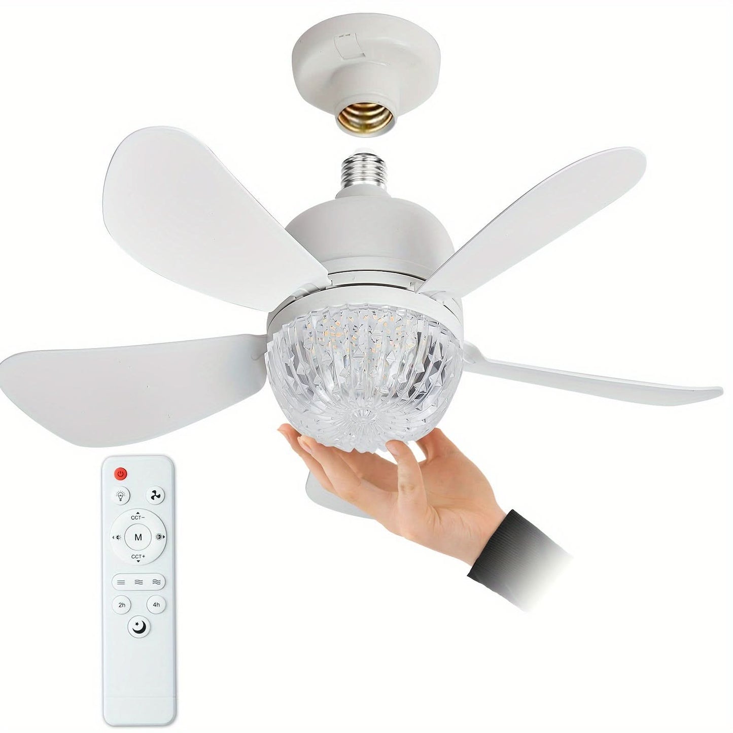 Elegant White LED Ceiling Fan with Remote – 3-Speed
