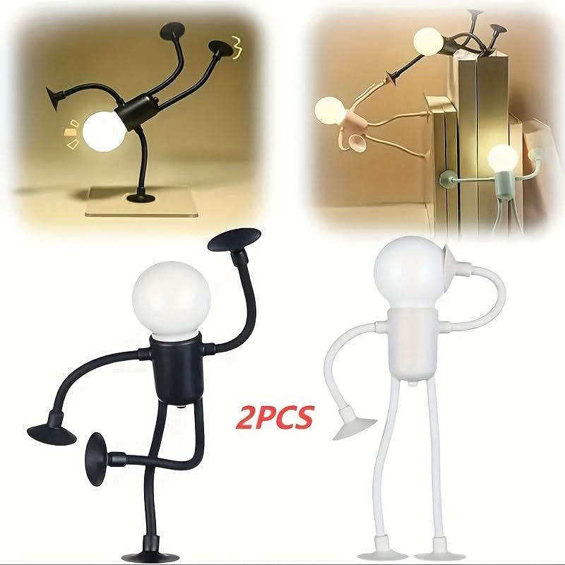 2pcs Foldable Humanoid Night Light Lamps – Creative Desk Accessories