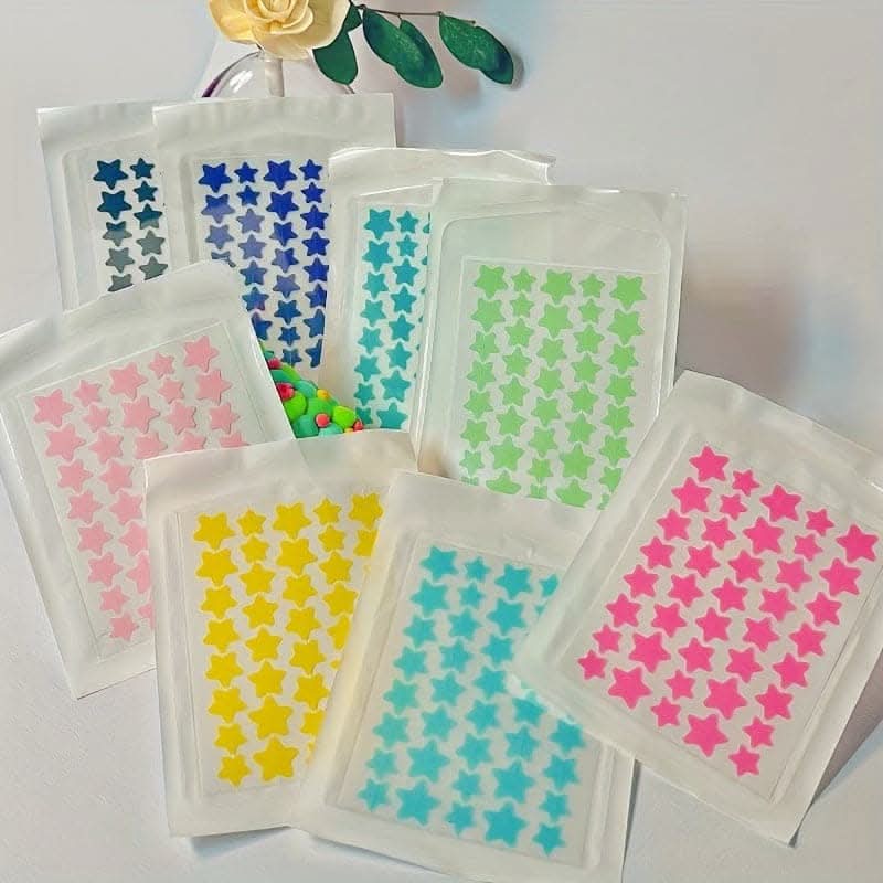 Single Pack of 40 Colorful Star & Heart Acne Patches - Skin-Safe Hydrocolloid Pimple Stickers