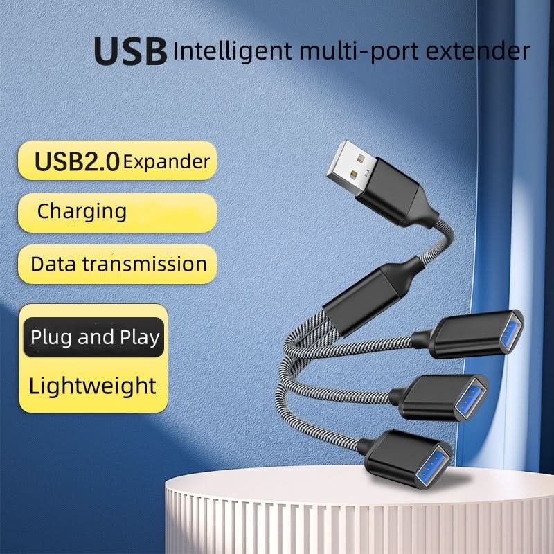USB Splitter Y Cable: 1 Male to 3 Female Extension Hub