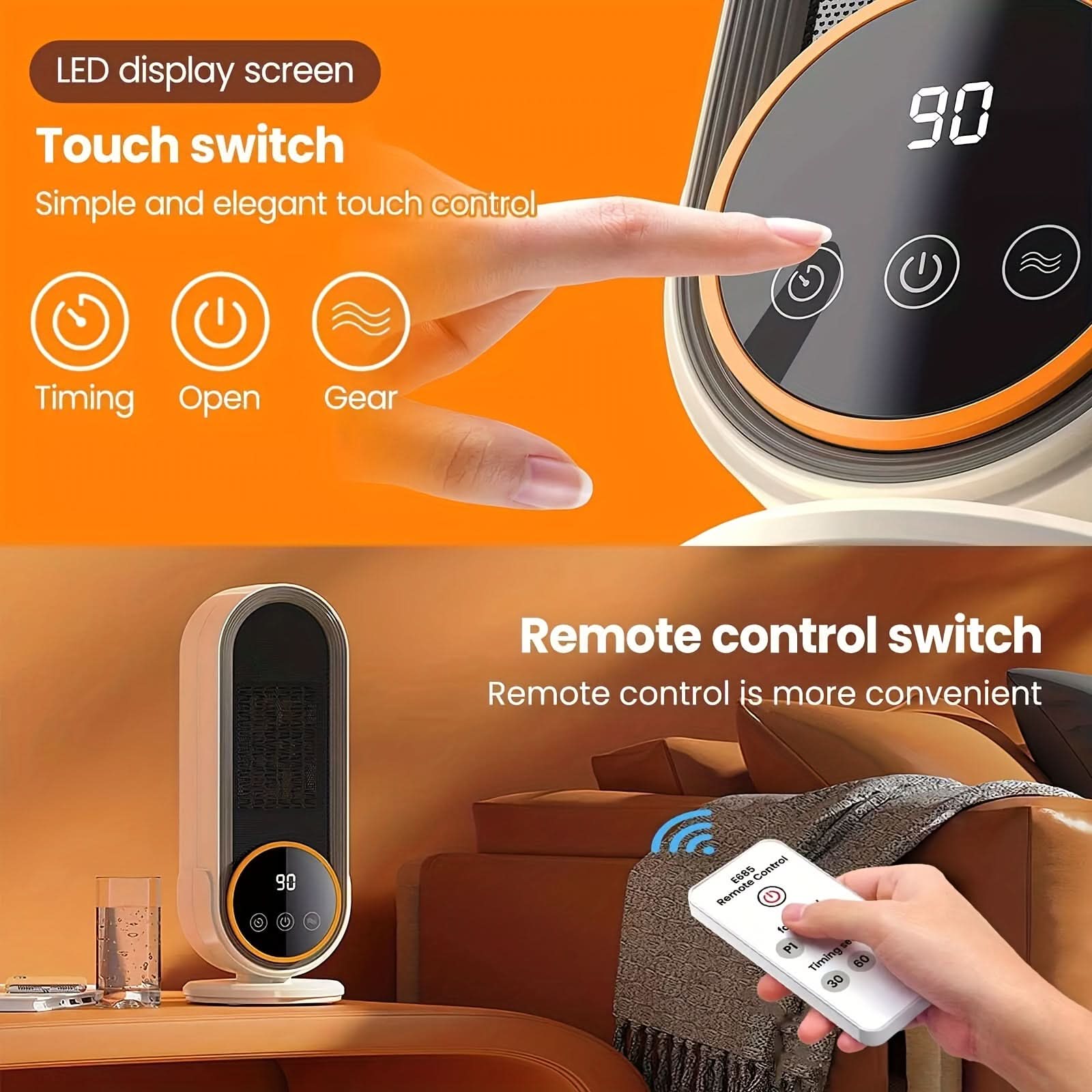 1200W Portable Ceramic Space Heater with Remote