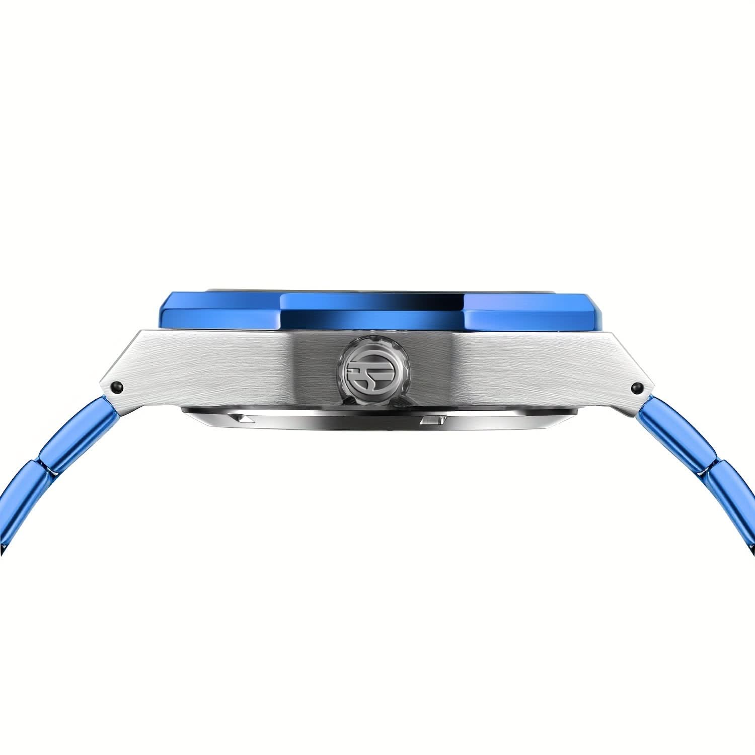 Men's Blue Skeleton Automatic Watch – Stainless Steel, Luminous Hands