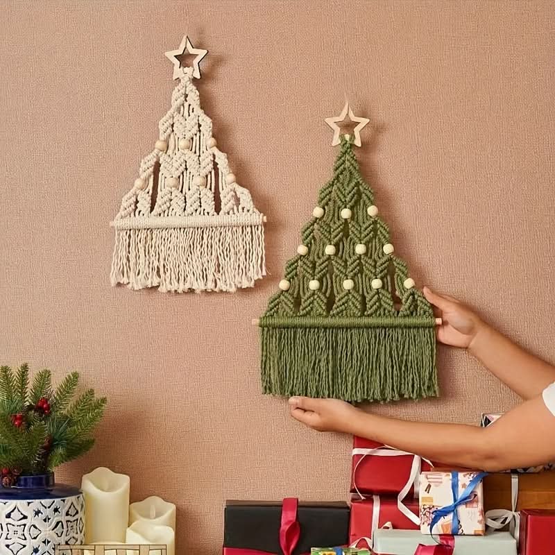 2-Piece Braided Christmas Tree DIY Kit - Handmade Cotton Rope Christmas Crafts