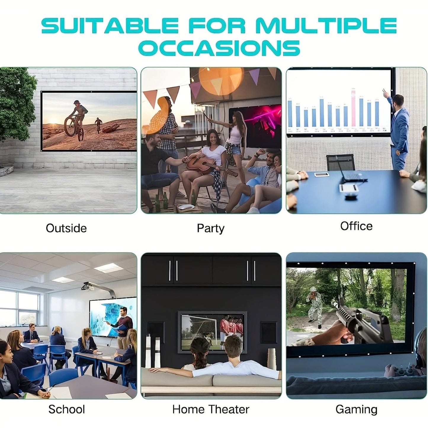 Portable 72/84/100 Inch HD Projection Screen