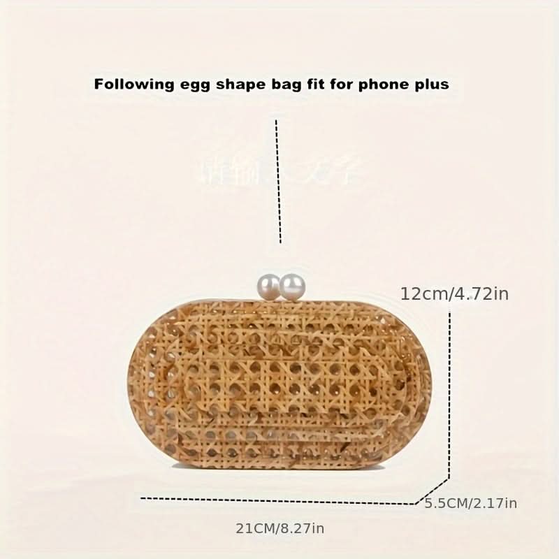 Pearl Rattan Clutch – Handwoven, Perfect for Weddings & Events
