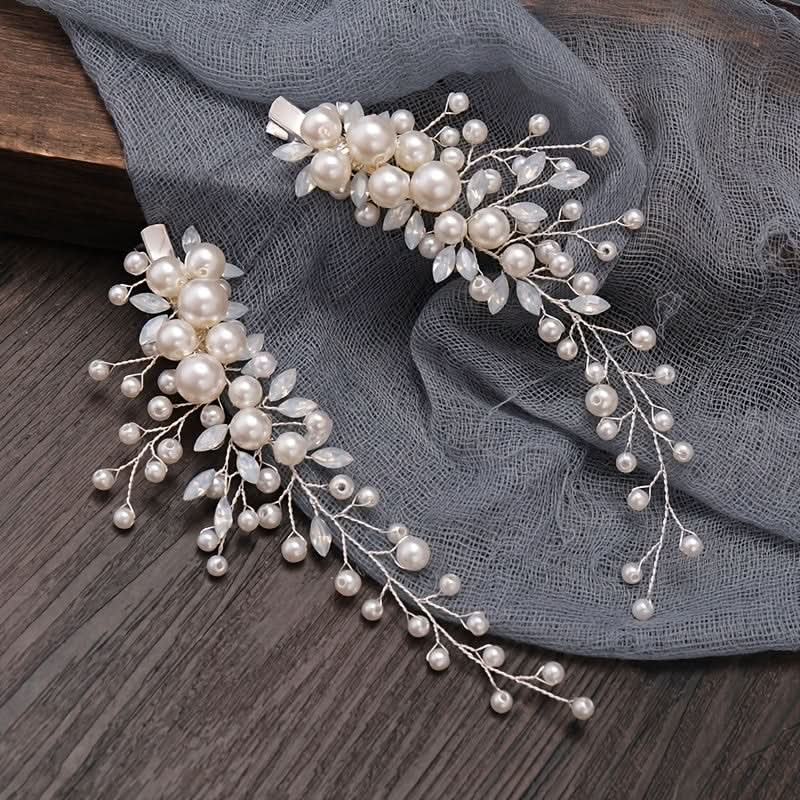 Rhinestone Faux Pearl Bridal Headband Tiara