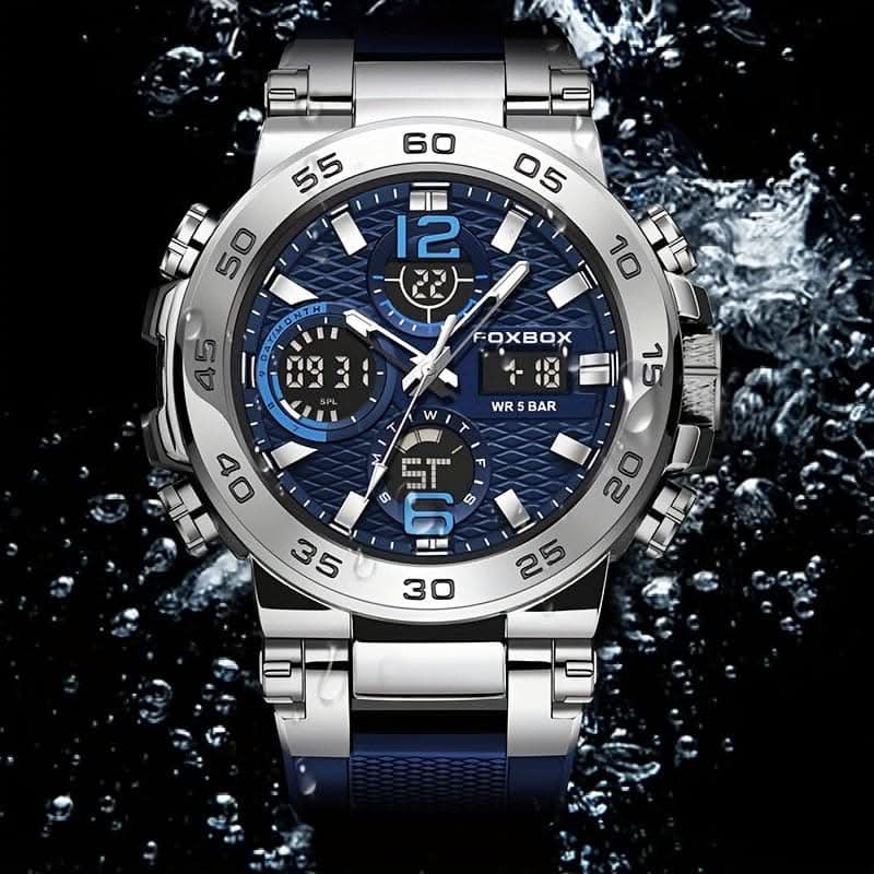 Men's Dual Display Quartz Military Sports Watch – 50M Alarm Clock