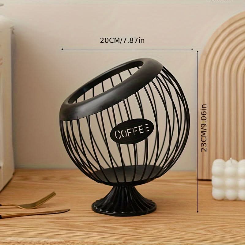 Sleek Metal Coffee Pod Holder – Stylish Iron Storage Basket for Snacks