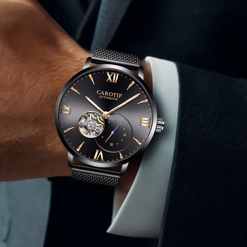 Men’s Fashion Automatic Mechanical Watch with Mesh Strap