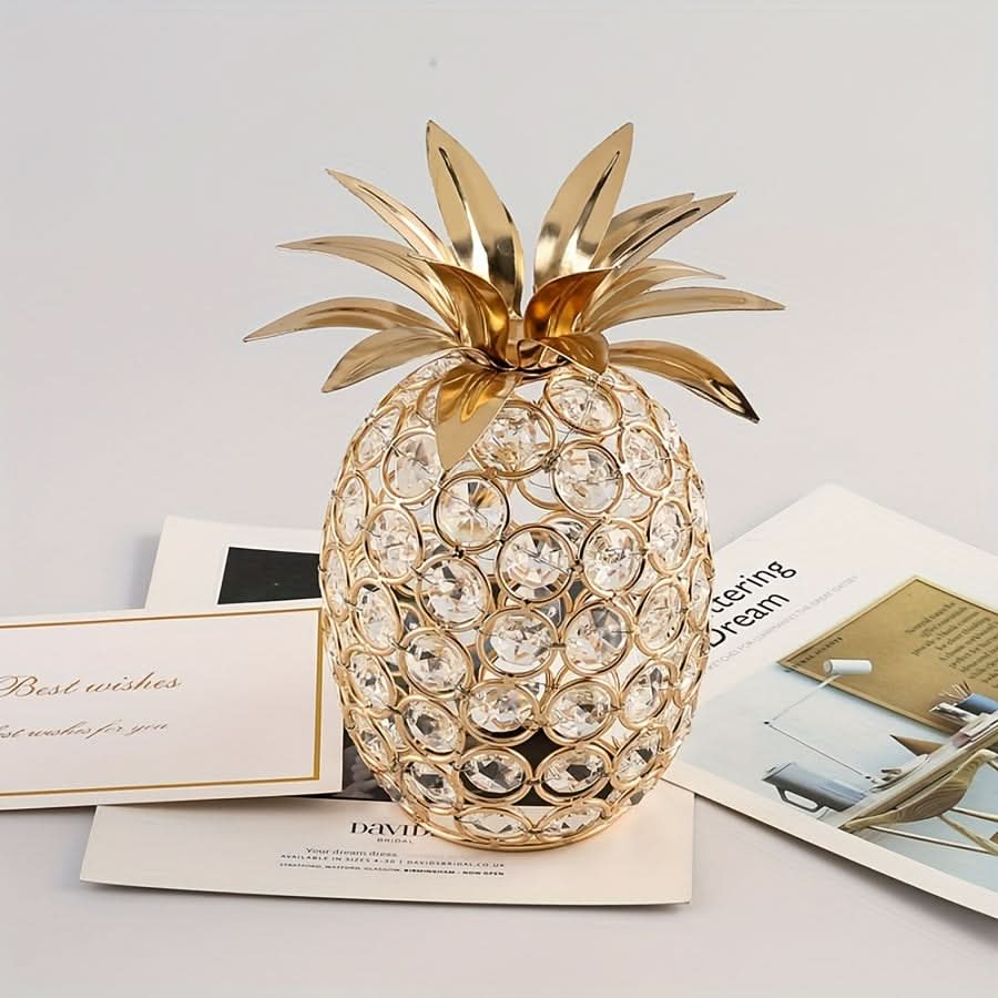 Crystal Beaded Pineapple Sculpture – Elegant Table Centerpiece