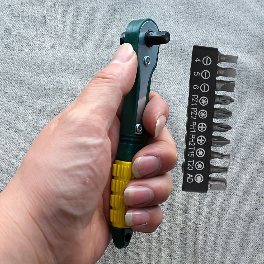 Mini Ratchet Wrench With 10 Screwdriver Bits