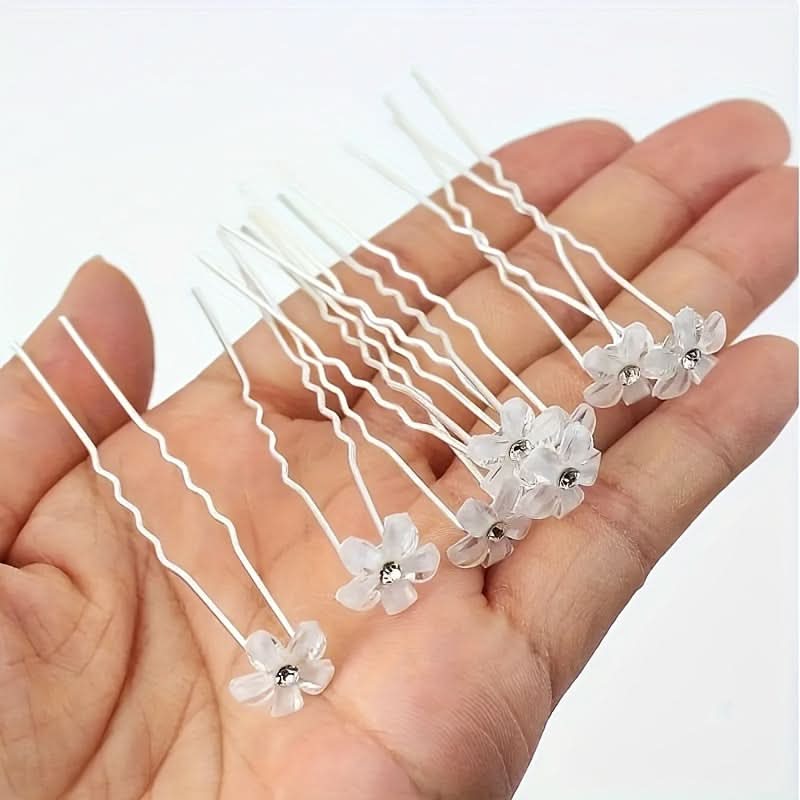 20pcs White Bohemian Rhinestone Hairpins for Parties