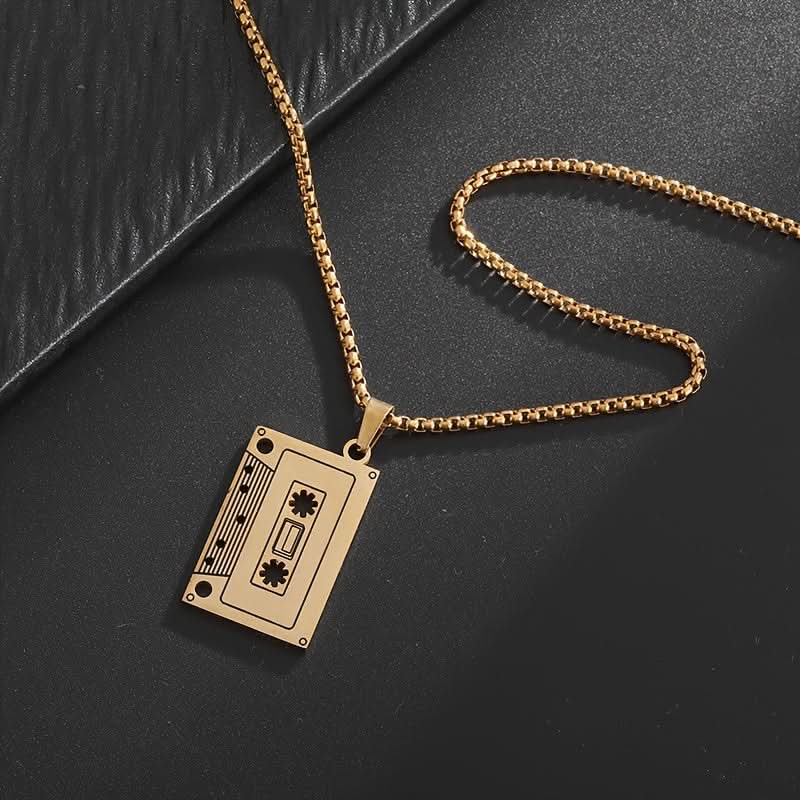 Retro Cassette Tape Pendant Necklace Set