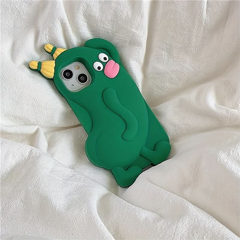 Cartoon Cucumber Silicone Case for iPhone