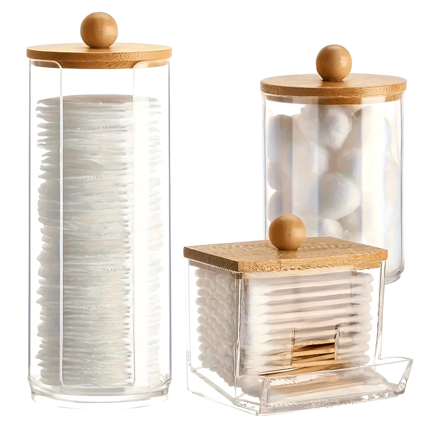 3-Piece Clear Bathroom Storage Jar Set