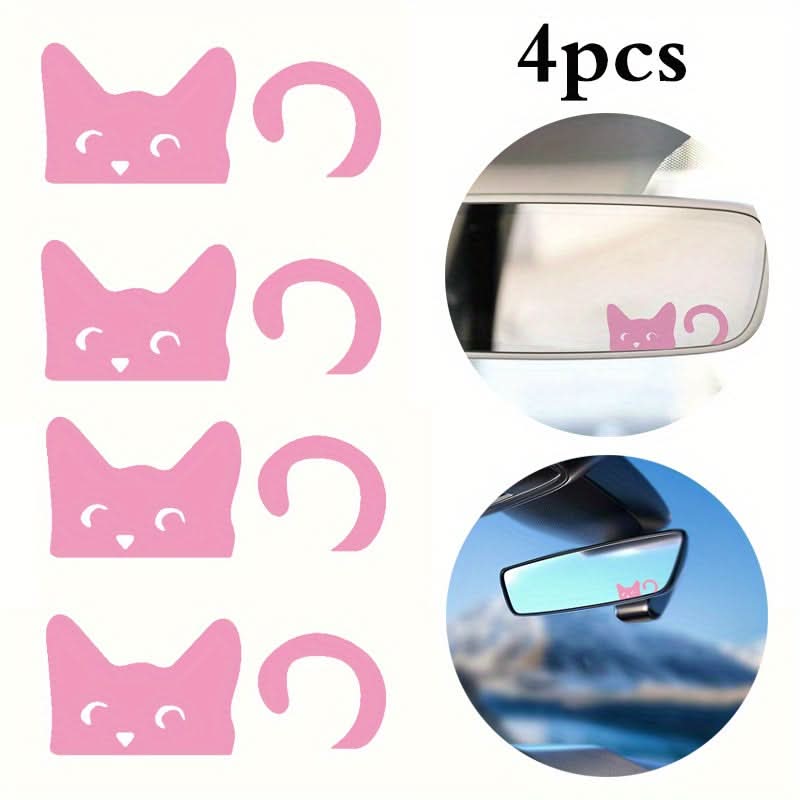 Peeking Cat Car Stickers – Cute Pink for Rearview Mirrors & Windows
