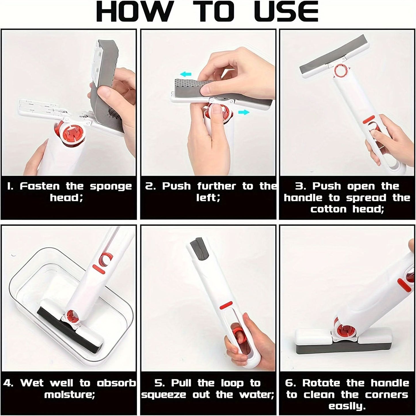 Compact Self-Wringing Mini Mop - Reusable & Absorbent for Home, Car, and Glass