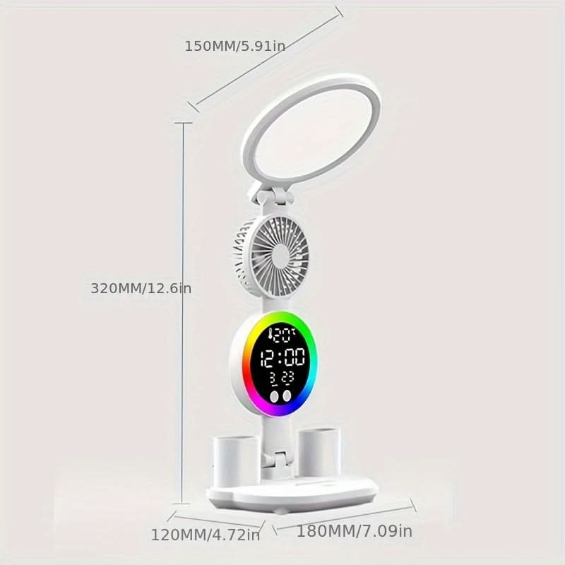 LED Desk Lamp with Touch Control & Built-in Fan - Adjustable, USB Powered