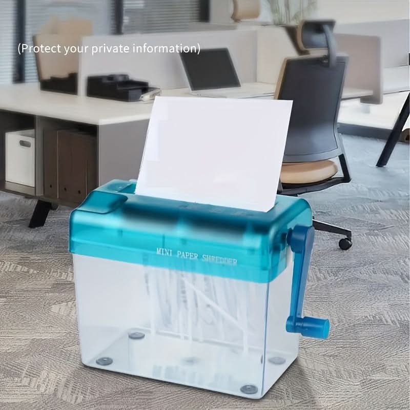Manual Mini Paper Shredder – Compact Hand Crank Shredder