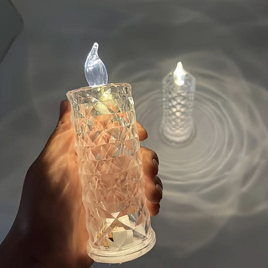 LED Electronic Candle Light with Rose Pattern Halo Projection
