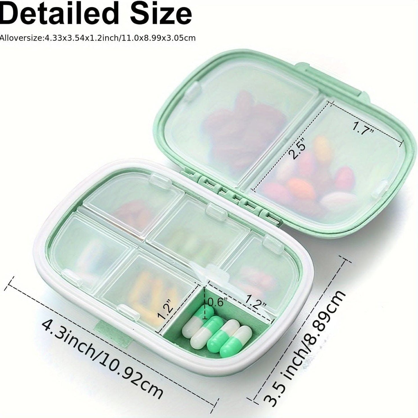 8-Grid Travel Pill Organizer – Airtight & Portable