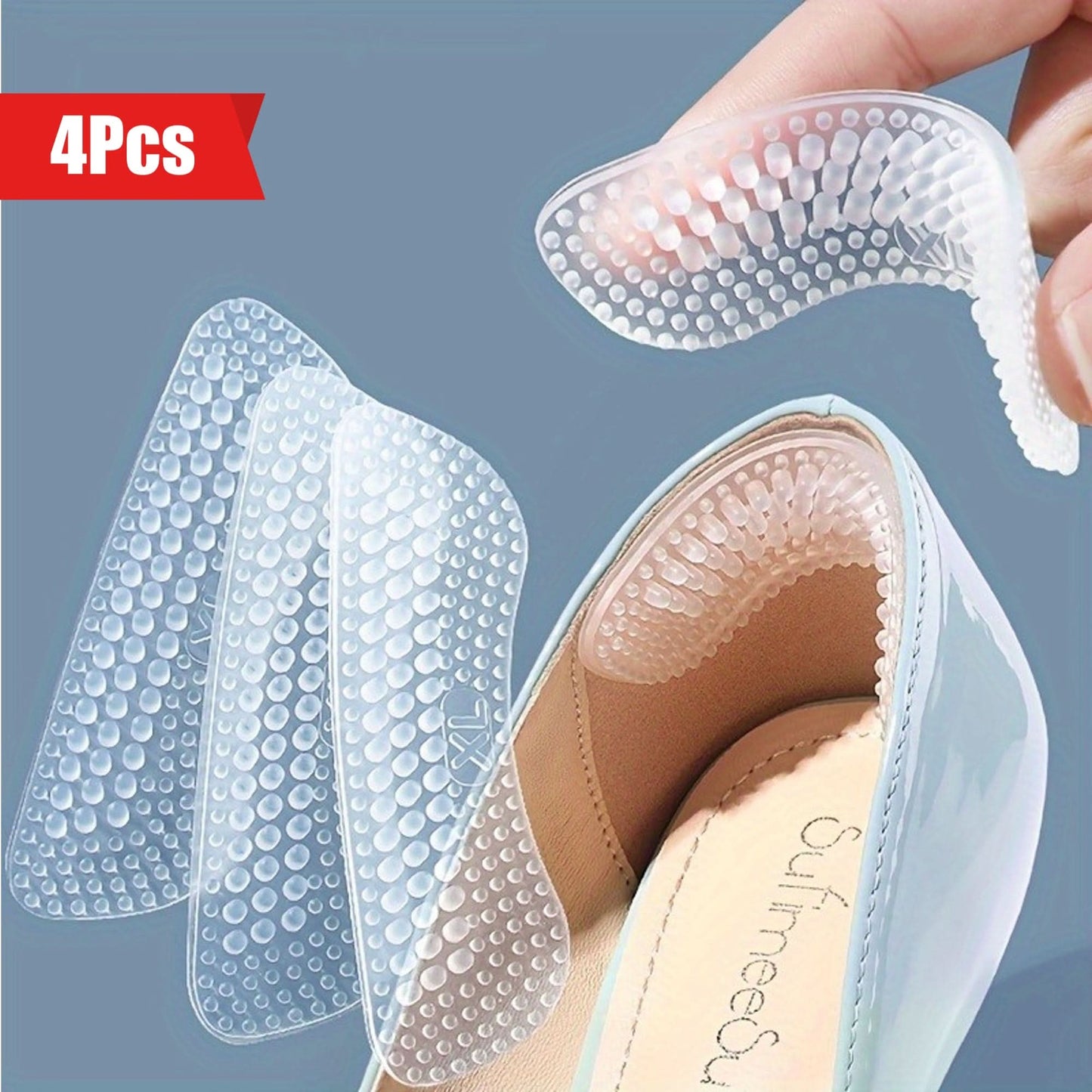 4pcs Silicone Heel Grips – Non-Slip Cushions for Comfortable Walking