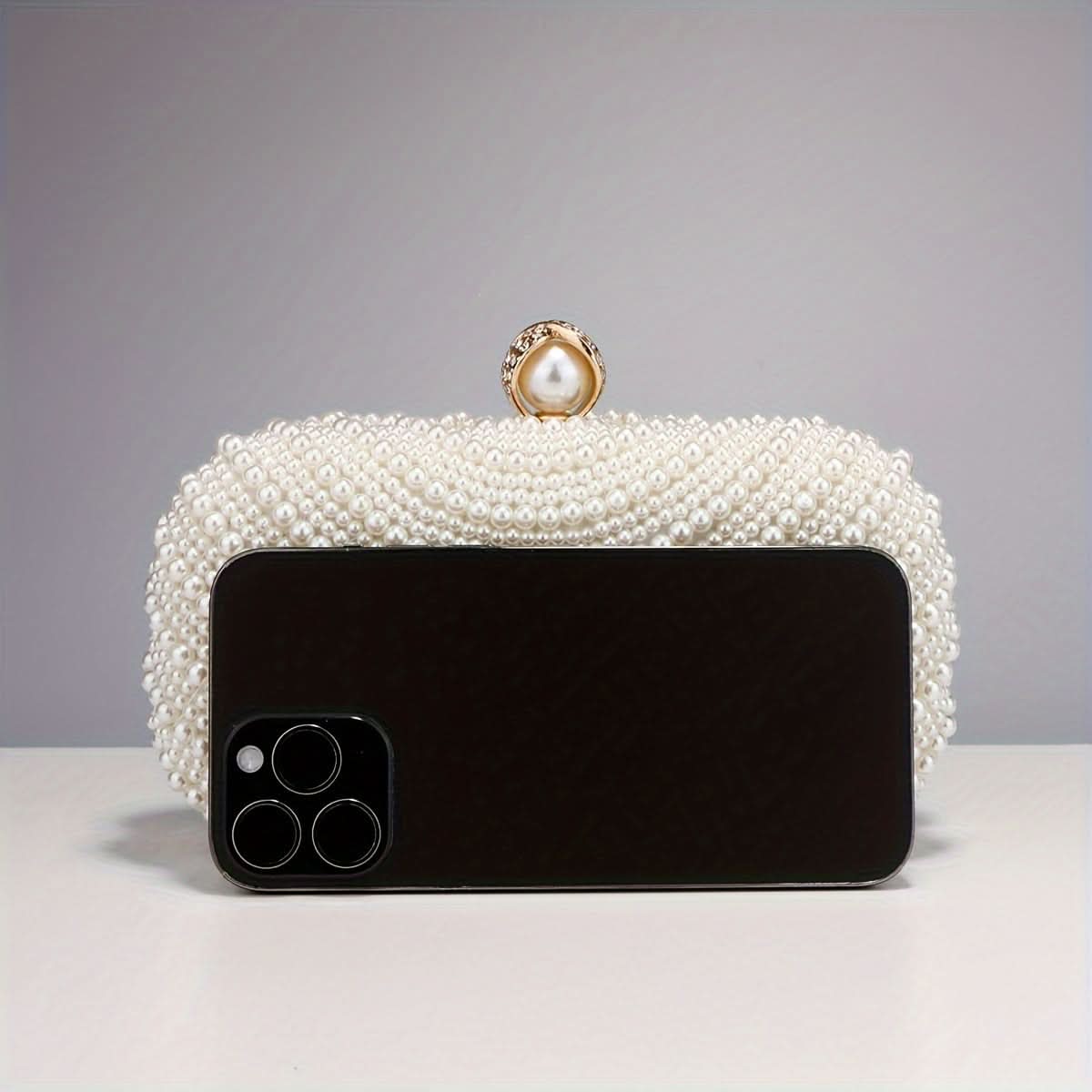 Beaded Evening Clutch with Faux Pearls