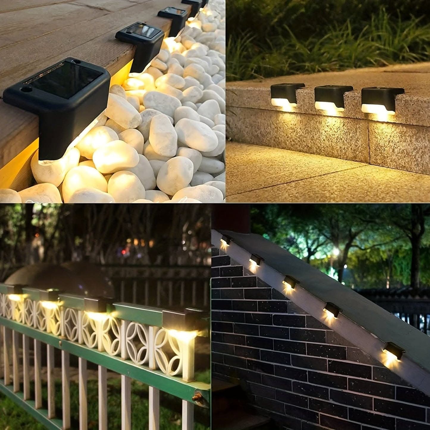 4-Pack Solar Powered Warm LED Deck Lights for Outdoor Use