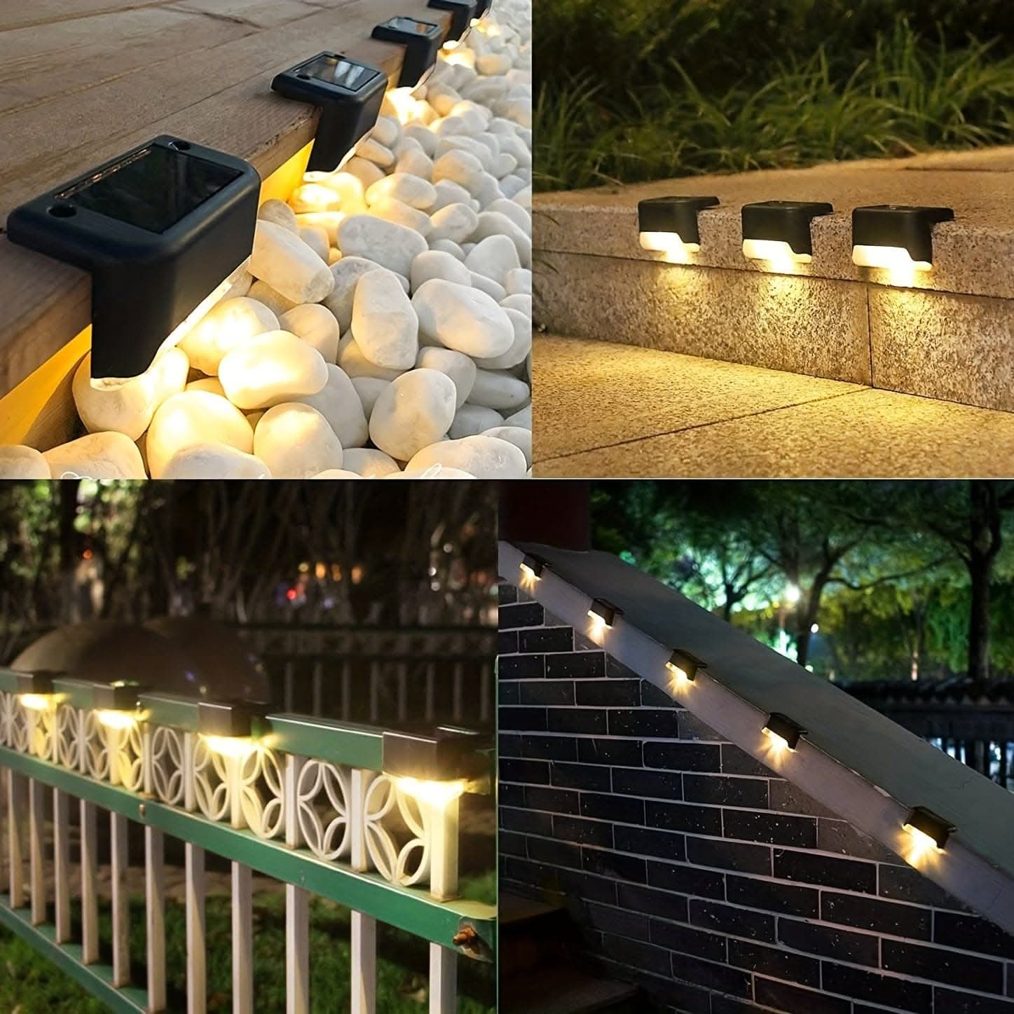 4-Pack Solar Powered Warm LED Deck Lights for Outdoor Use
