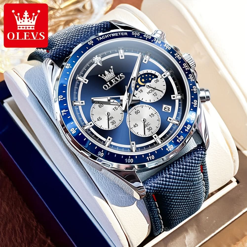 OLEVS Men's Luxury Chronograph Moon Phase Watch