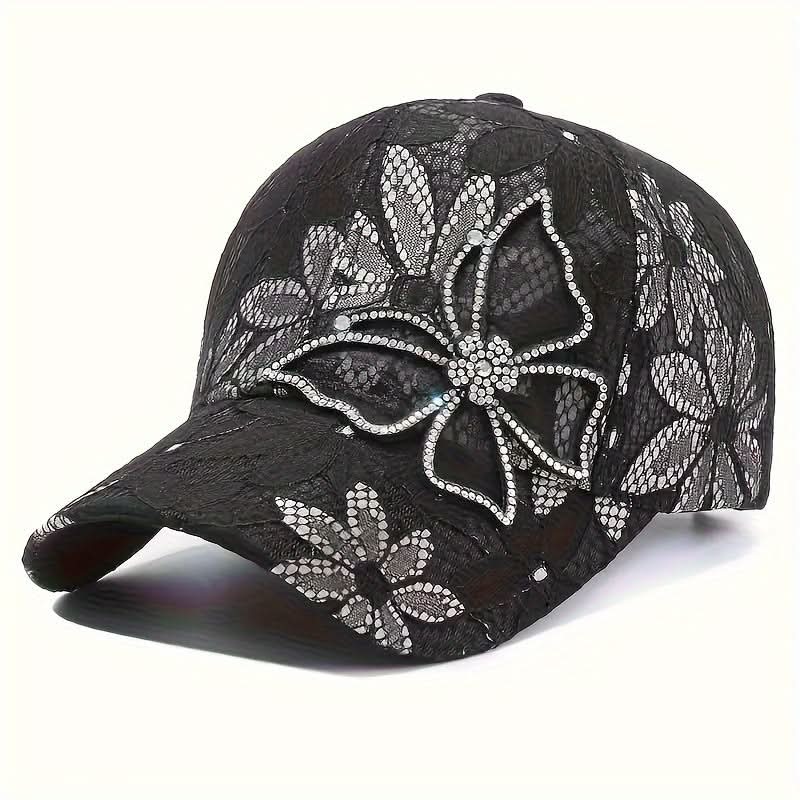 Women's Mesh Baseball Cap with Sequin Butterfly – Lightweight, Adjustable