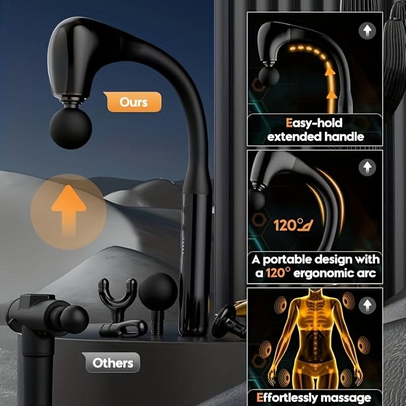 Adjustable Speed Deep Tissue Massage Gun - Ergonomic U-Shaped Massager