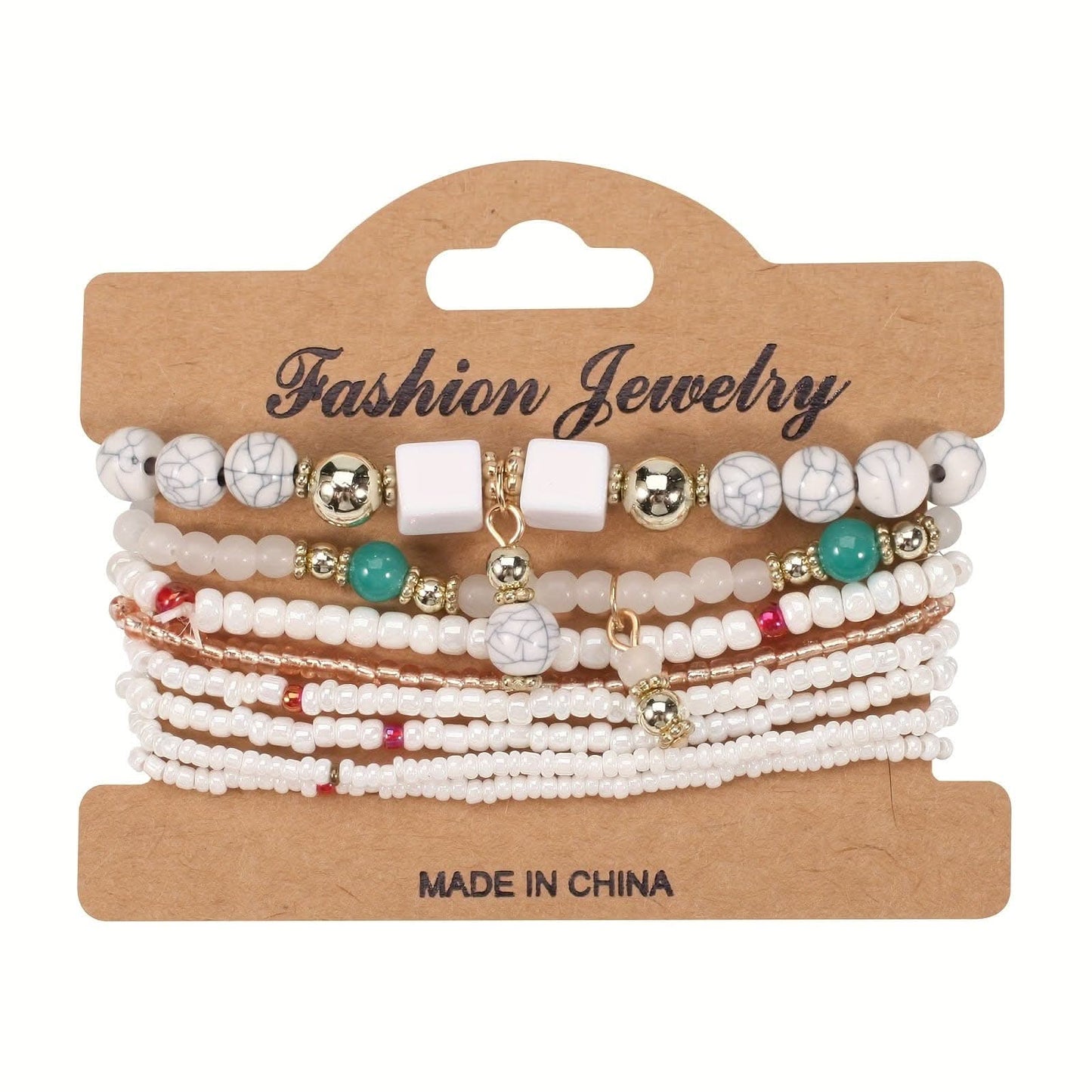 Colorful Resin Boho Beaded Stackable Bracelet Set