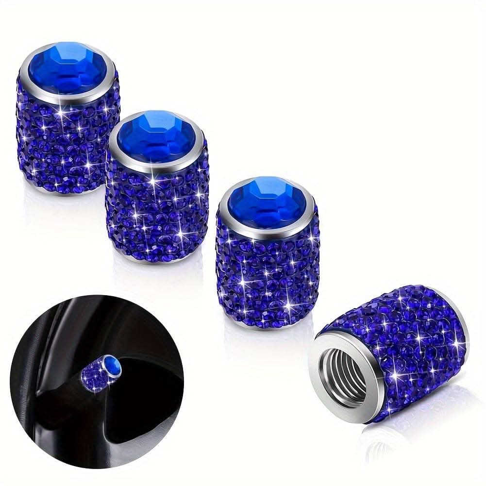 4pcs Bling Tire Valve Caps – Crystal Rhinestone Car Wheel Stem Covers