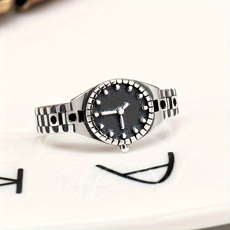 Vintage Watch Design Adjustable Statement Ring