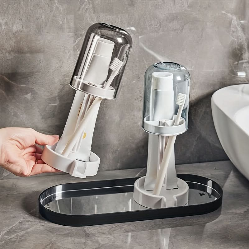 Sleek Toothbrush Holder & Mouthwash Cup Set for Couples